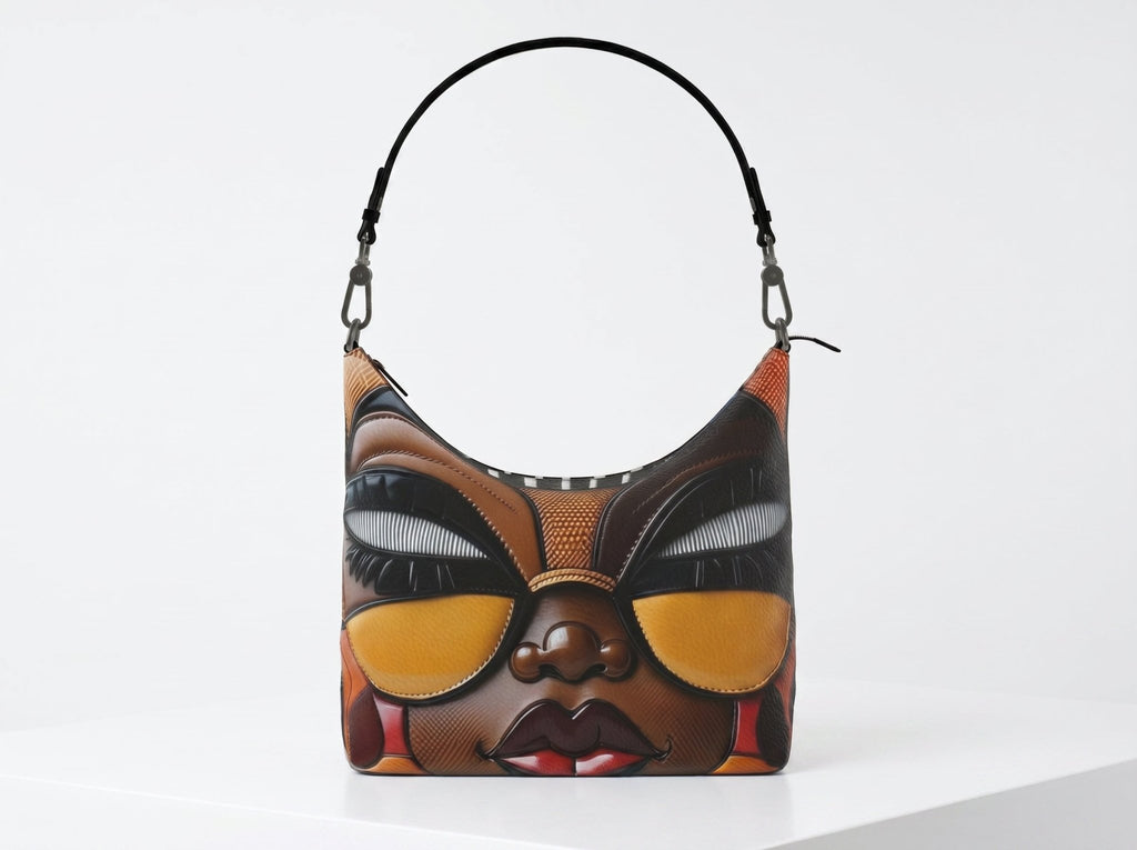 R&RH Ethnic Caricature Artistry Square Brown Hobo Bag - Rich and Rich Homeopportunities