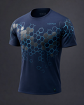 Vertex Hex Core T-Shirt in deep navy with ice cyan geometric Vertex menswear design