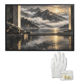 Rich and Rich Charcoal Mountain Sanctuary at Dawn Framed Art Work 36×24inch