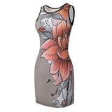 Gray sleeveless floral sundress with round neckline and casual tank silhouette — alternate view