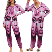 Load image into Gallery viewer, Rich and Rich Pink Her Eyes Pajamas One-Piece Zip-Up Hooded Loungewear
