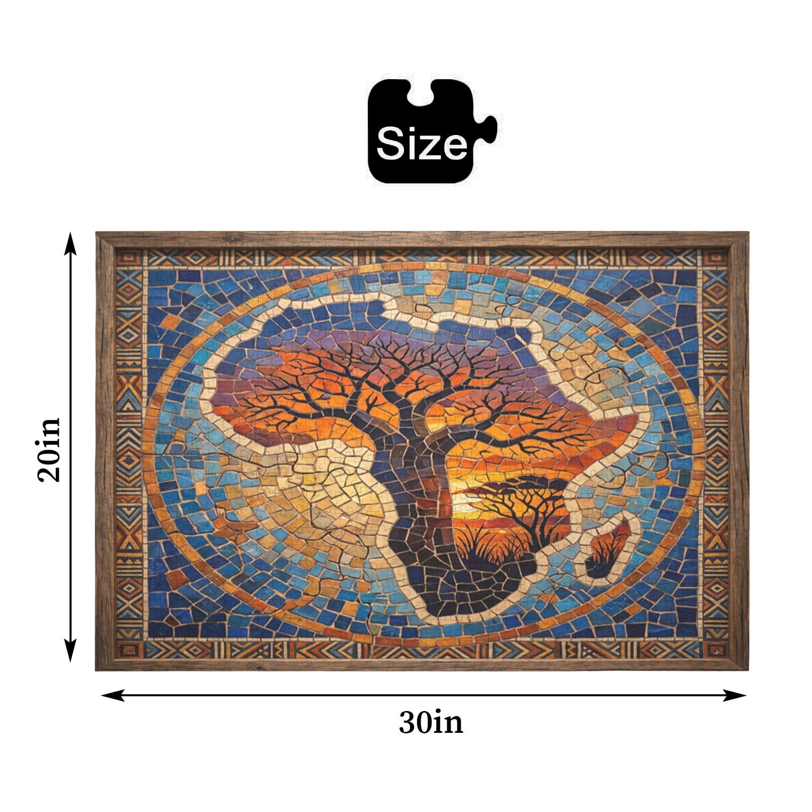 Rich and Rich The Baobab Tree — Tree of Life 1000 Custom Wooden Jigsaw Puzzle Gift | 29.53" x 19.69" Decorative Wooden Puzzle