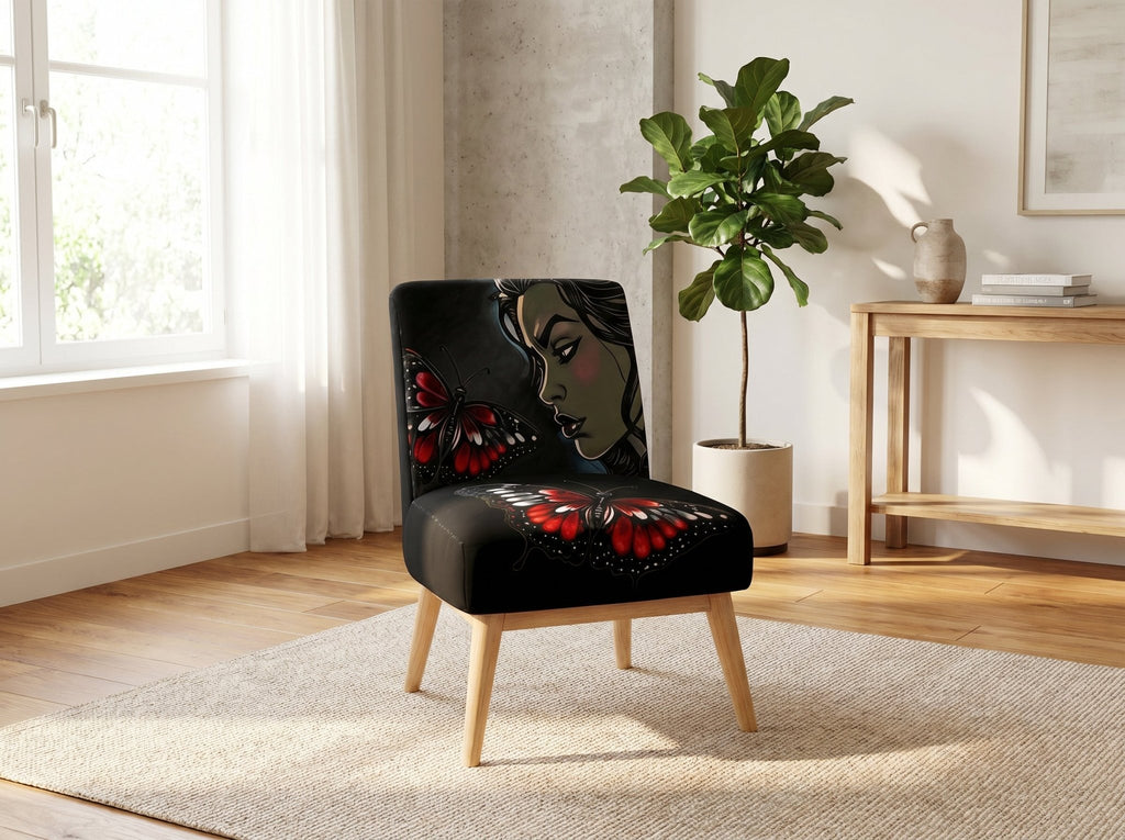 Rich and Rich Graphic Artistic Butterfly and Caricature Black Occasional Chair - Rich and Rich Homeopportunities