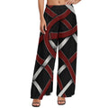 Rich and Rich women's wide leg pants in red and gray with high-waisted design