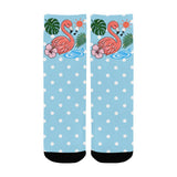 A Critter Kicks Girl Flamingo Blue Polka Dot Socks