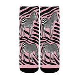 Critter Kicks Zebra Zest Girls Pink Socks