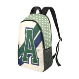 a Preppy Varsity Stripes Girls Beige Polka Dot Backpack