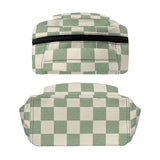 a Aesthetic Preppy Girls Beige Green Checkered Board Large Capacity Backpack