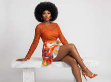 Load image into Gallery viewer, Rich and Rich Orange Abstract Designer Flounce Skirt - Rich and Rich Homeopportunities

