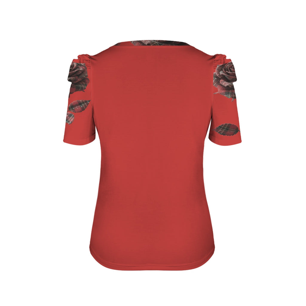 Rich and Rich Red Rose Women's Puff Sleeve T-Shirt