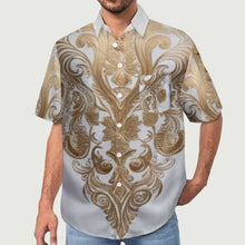 Load image into Gallery viewer, R&amp;RH Gold Design Men&#39;s Short Sleeved Shirt Men&#39;s Mock Linen Short Sleeve Shirt (B339)
