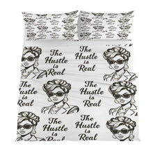 Load image into Gallery viewer, Rich and Rich The Hustle Is Real White 4-Piece Bedding Set with Quilt Cover, Fitted Sheet, 2 Pillow Shams
