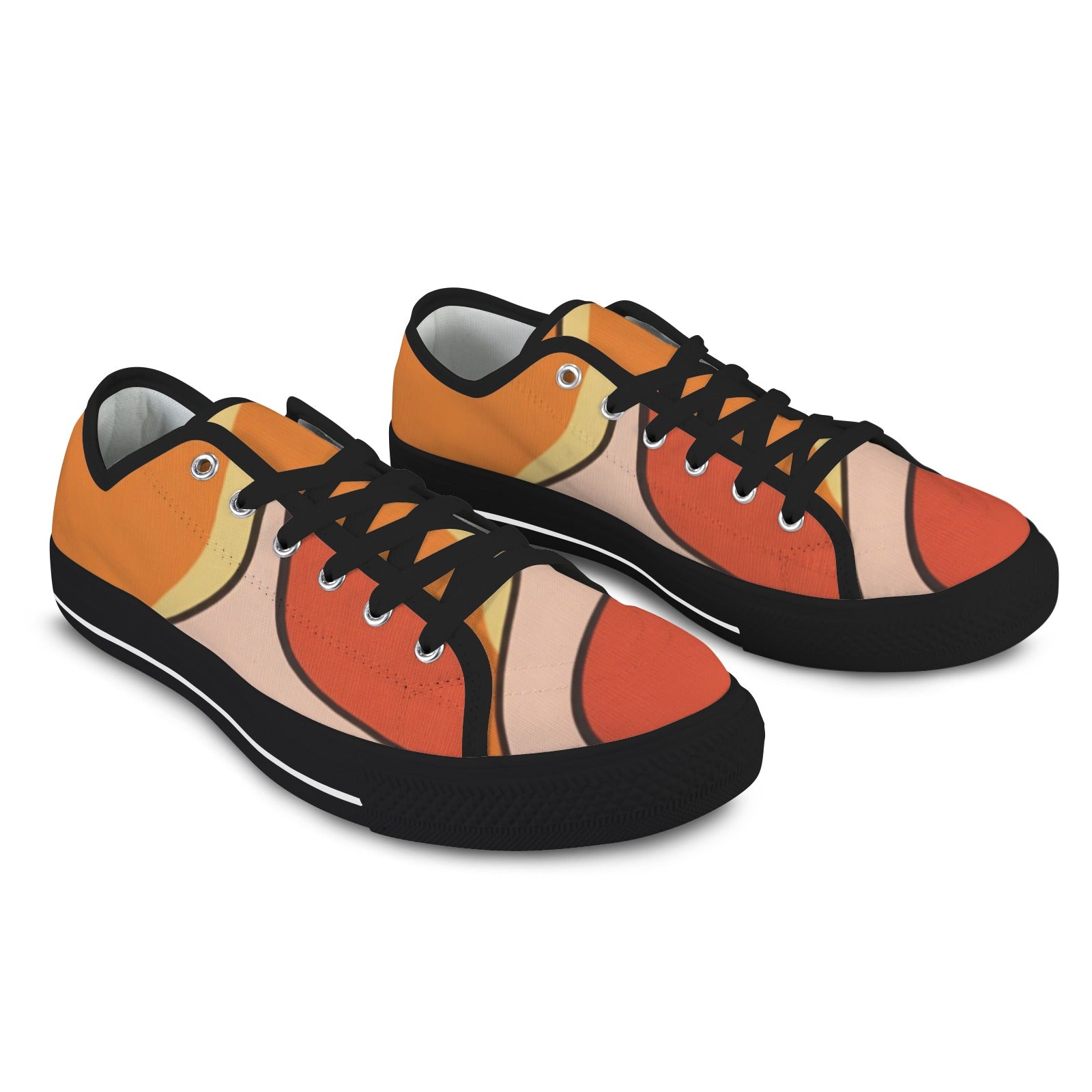 Rich and Rich Orange Abstract Women's Seattle Low Top Sneakers With Black Sole
