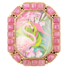Load image into Gallery viewer, Flamingo Pink Agate Golden Statement Ring
