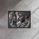 Framed canvas print of a couple in a pine floating frame with attached hanging hardware and corner pads — additional view 7