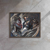 Framed canvas print of a couple in a pine floating frame with attached hanging hardware and corner pads — additional view 11