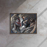 Framed canvas print of a couple in a pine floating frame with attached hanging hardware and corner pads — additional view 12