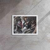 Framed canvas print of a couple in a pine floating frame with attached hanging hardware and corner pads — additional view 15