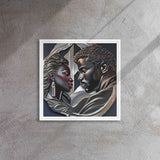 Framed canvas print of a couple in a pine floating frame with attached hanging hardware and corner pads — additional view 16
