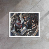 Framed canvas print of a couple in a pine floating frame with attached hanging hardware and corner pads — additional view 17