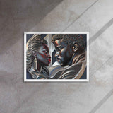 Framed canvas print of a couple in a pine floating frame with attached hanging hardware and corner pads — additional view 18