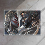 Framed canvas print of a couple in a pine floating frame with attached hanging hardware and corner pads — additional view 19