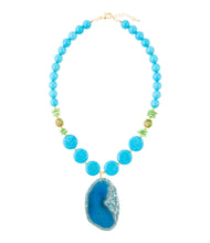 Load image into Gallery viewer, Fresh Twist Lime and Blue Agate Pendant Necklace
