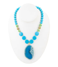 Load image into Gallery viewer, Fresh Twist Lime and Blue Agate Pendant Necklace
