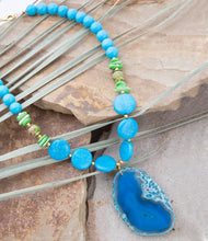 Load image into Gallery viewer, Fresh Twist Lime and Blue Agate Pendant Necklace
