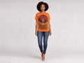 Rich and Rich Queen Of The Earth Women’s Orange Multicolor T-Shirt | Soft Polyester Spandex Graphic Tee - Rich and Rich Homeopportunities