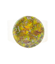 Load image into Gallery viewer, Lime Green Jasper Golden Statement Cuff Bracelet
