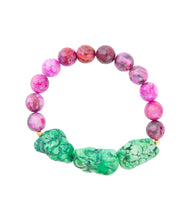 Load image into Gallery viewer, Pink Lace Agate Lime Golden Stretch Bracelet
