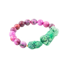 Load image into Gallery viewer, Pink Lace Agate Lime Golden Stretch Bracelet
