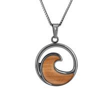 Load image into Gallery viewer, Gum Burl Wave Necklace - Gunmetal
