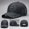 Vertex Vector Orbit Baseball Baseball Cap in charcoal with electric blue geometric Vertex menswear design