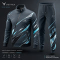 Vertex Prism Signal Tracksuit in deep navy with ice cyan geometric Vertex menswear design