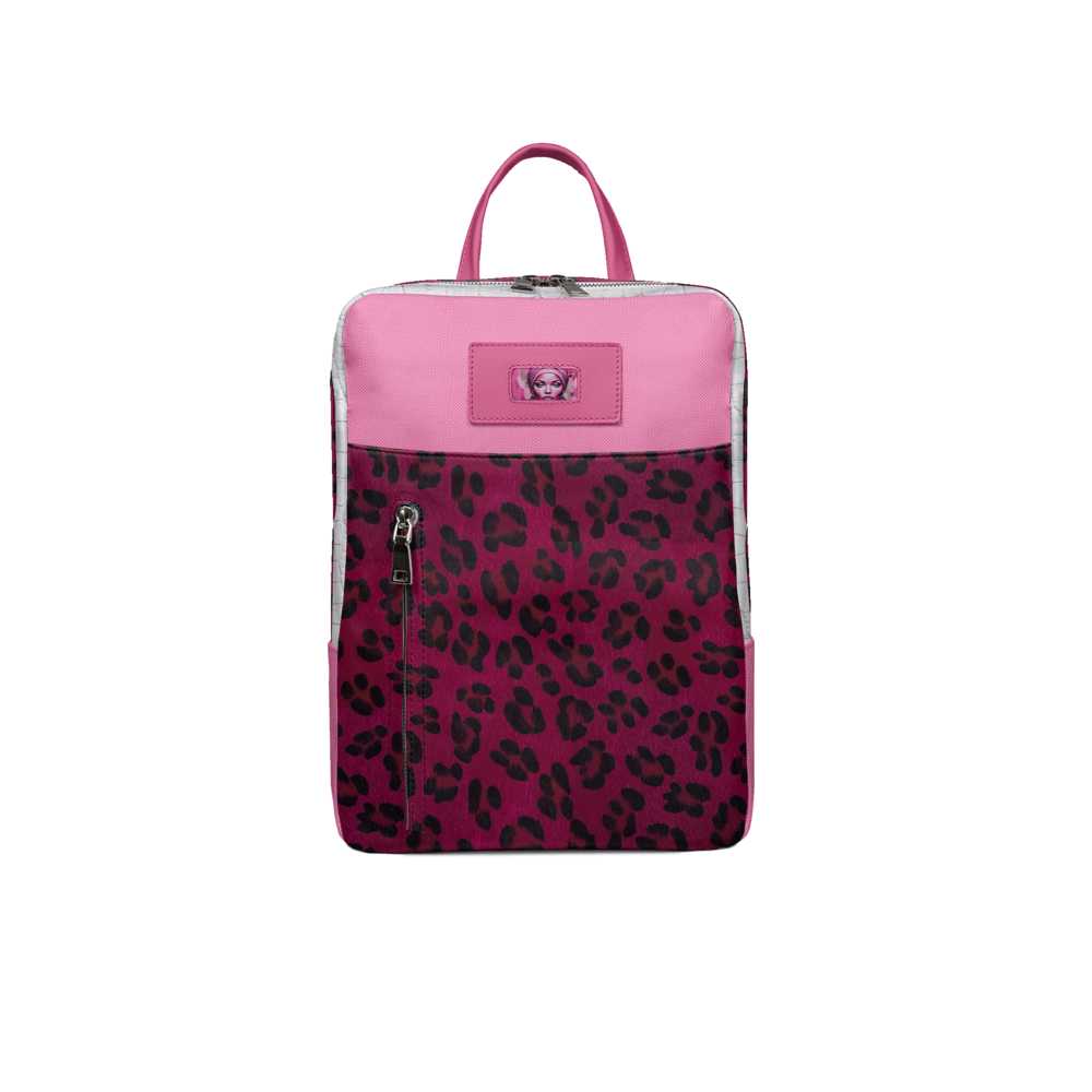 HerEyes women's leather-look backpack with vertical front zipper, centered logo, fits 16-inch laptop — additional view 6