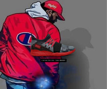 Load image into Gallery viewer, HIPSTER REVENGE red/grey contemporary sock runner tennis shoe
