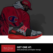 Load image into Gallery viewer, HIPSTER REVENGE red/grey contemporary sock runner tennis shoe - Rich and Rich Homeopportunities 
