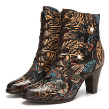 Load image into Gallery viewer, Embroidery Floral Handmade Genuine Leather Boots
