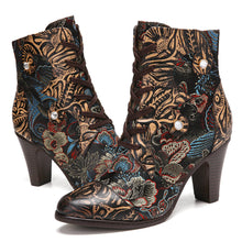 Load image into Gallery viewer, Embroidery Floral Handmade Genuine Leather Boots
