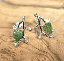 Load image into Gallery viewer, Canadian Jade Leaf and Silver Earrings
