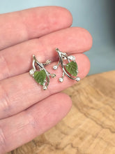 Load image into Gallery viewer, Canadian Jade Leaf and Silver Earrings
