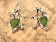 Load image into Gallery viewer, Canadian Jade Leaf and Silver Earrings

