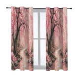 Pair of 43×63 blackout grommet curtains with Japanese cherry blossom print and metal grommets — side view