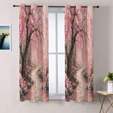 Pair of 43×63 blackout grommet curtains with Japanese cherry blossom print and metal grommets — alternate view