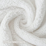 Large 80×90 sherpa fleece blanket with Japanese cherry blossom print and plush sherpa backing — rear view