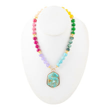 Load image into Gallery viewer, Kaleidoscope Multistone Blue Turquoise Pendant Golden Necklace
