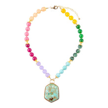 Load image into Gallery viewer, Kaleidoscope Multistone Blue Turquoise Pendant Golden Necklace
