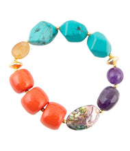 Load image into Gallery viewer, Keleidoscope Multistone Chunky Golden Bracelet
